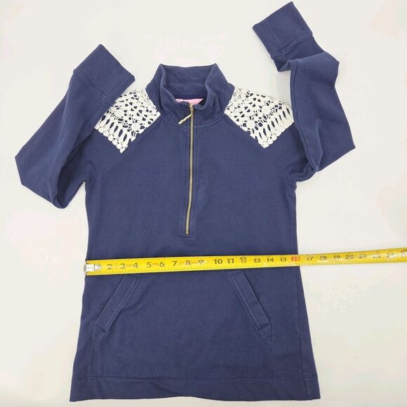 Lilly Pulitzer Skipper Popover Top Womens XS Faded Blue  Shabby Chic Crochet - Picture 6 of 8